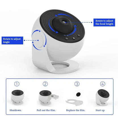 LED Galaxy Projector Night Light – 360° Rotating Starry Sky Planetarium Lamp