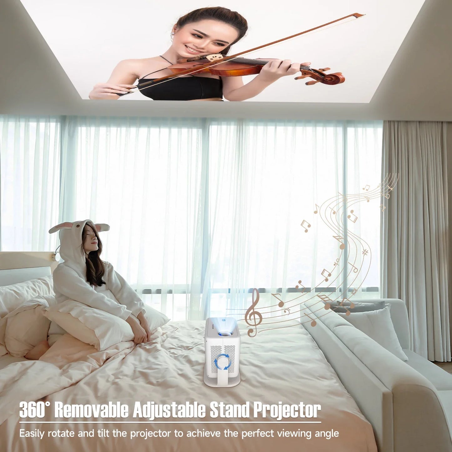 Native 1080P 4K Projector – 650 ANSI, Android 11 Smart Portable Home Theater
