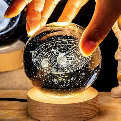 USB LED Crystal Ball Night Light – 3D Moon & Galaxy Table Lamp
