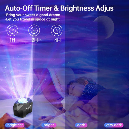 Star Lights Aurora Galaxy Moon Projector with Remote & Bluetooth Speaker