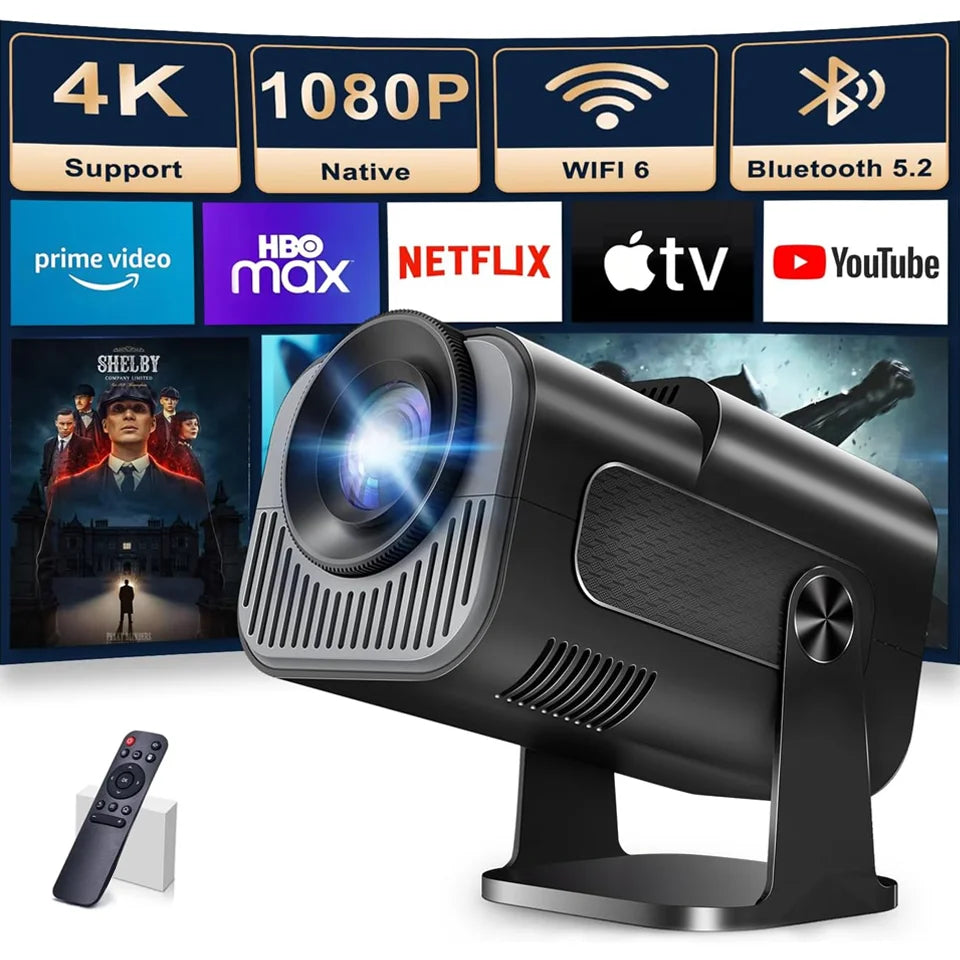 Mini Native 720P Projector – 4K Support, Android 13, 300 ANSI, Portable 180° Rotatable Design