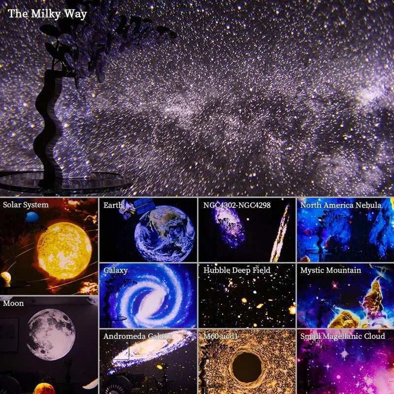 LED Galaxy Projector Night Light – 360° Rotating Starry Sky Planetarium Lamp