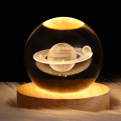 USB LED Crystal Ball Night Light – 3D Moon & Galaxy Table Lamp