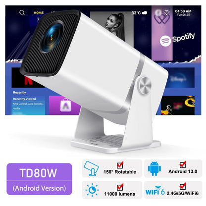 4K Full HD Projector – Android Smart WiFi Home Theater & Portable Projector