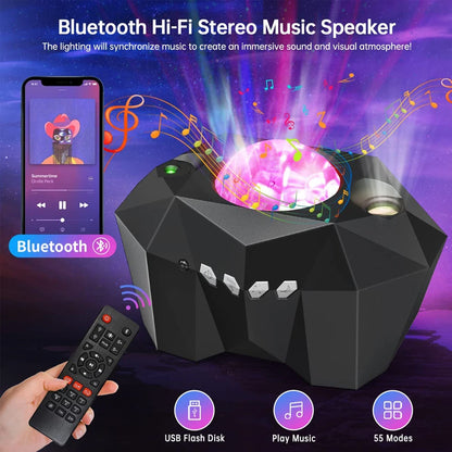 Star Lights Aurora Galaxy Moon Projector with Remote & Bluetooth Speaker