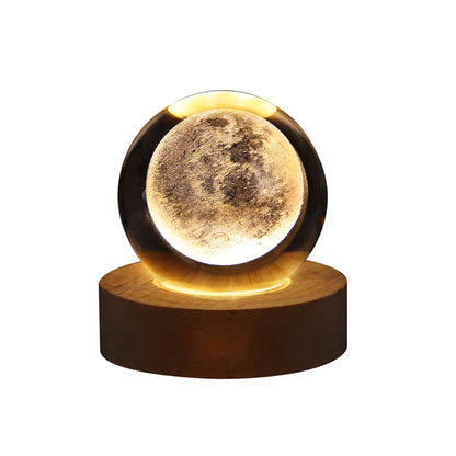 USB LED Crystal Ball Night Light – 3D Moon & Galaxy Table Lamp