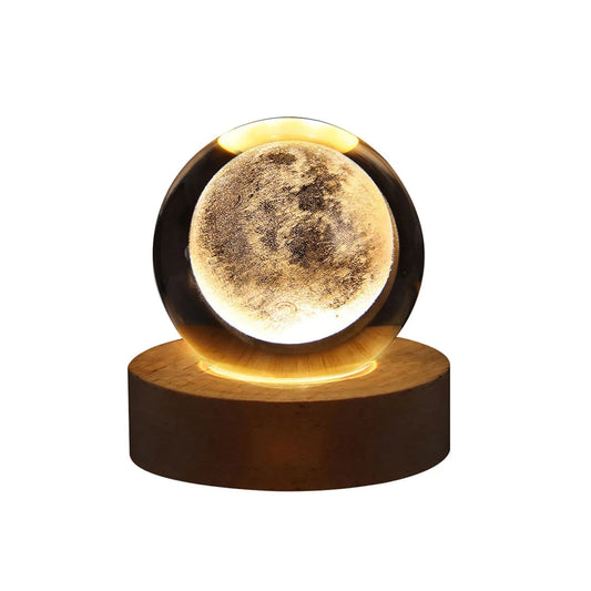 USB LED Crystal Ball Night Light – 3D Moon & Galaxy Table Lamp