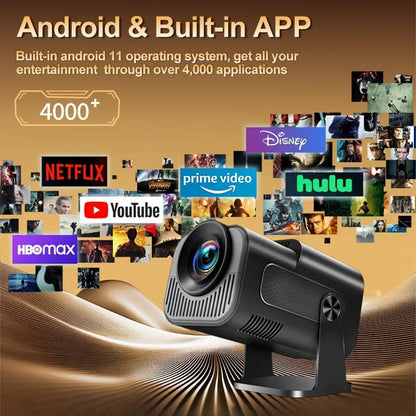 Mini Native 720P Projector – 4K Support, Android 13, 300 ANSI, Portable 180° Rotatable Design