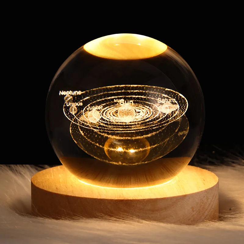 USB LED Crystal Ball Night Light – 3D Moon & Galaxy Table Lamp