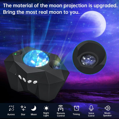 Star Lights Aurora Galaxy Moon Projector with Remote & Bluetooth Speaker