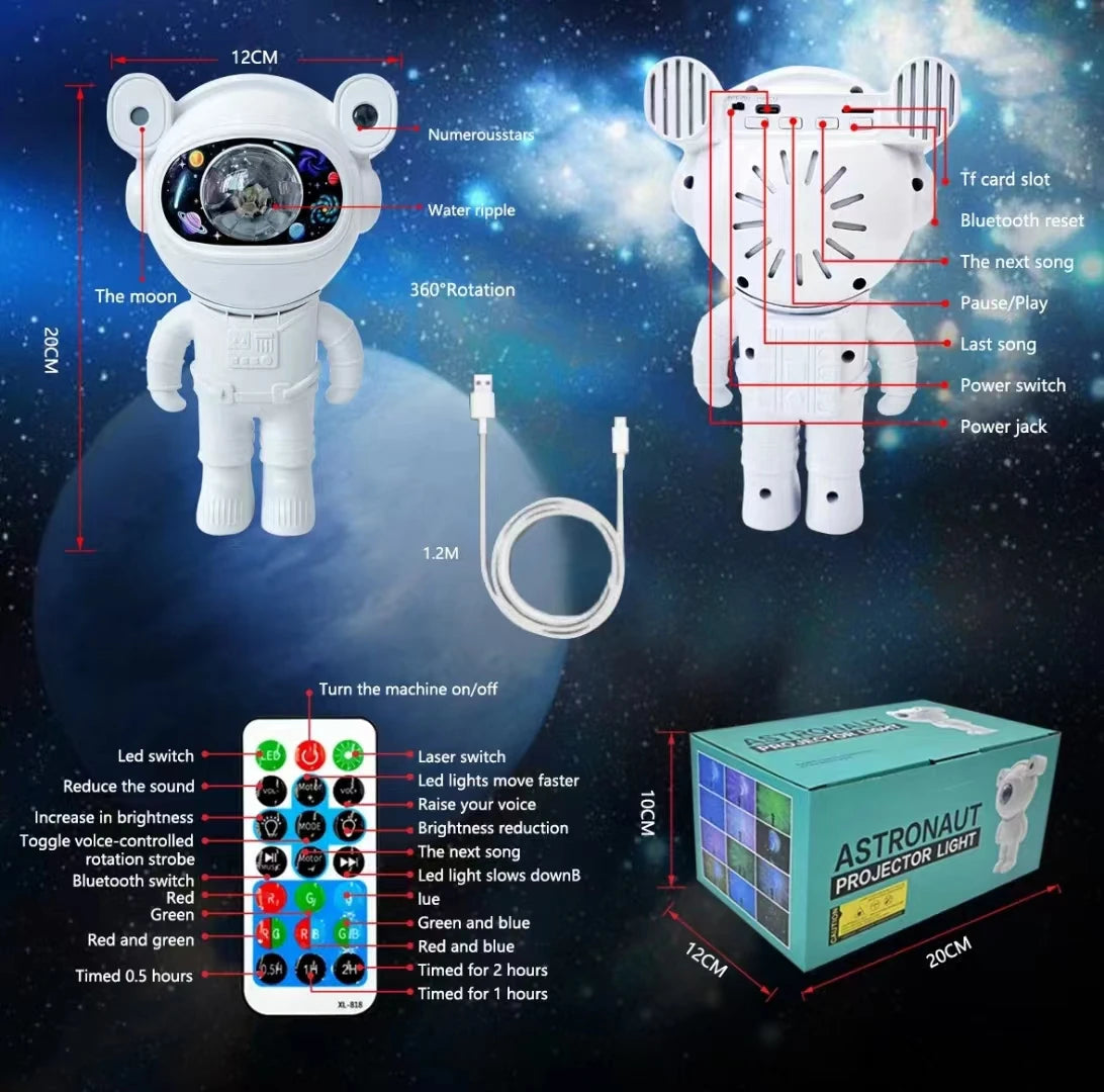 Bluetooth Astronaut Star Light Projector
