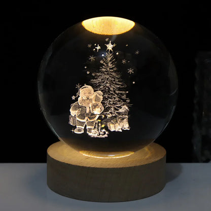 USB LED Crystal Ball Night Light – 3D Moon & Galaxy Table Lamp