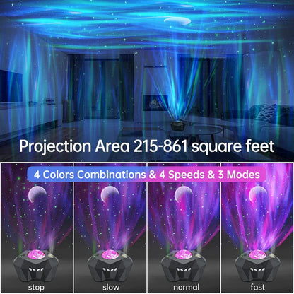 Star Lights Aurora Galaxy Moon Projector with Remote & Bluetooth Speaker