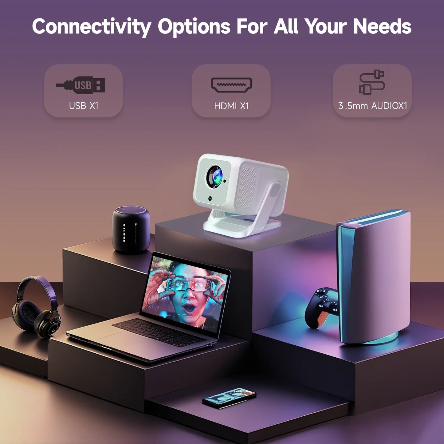 Auto Focus 4K HD Portable Projector